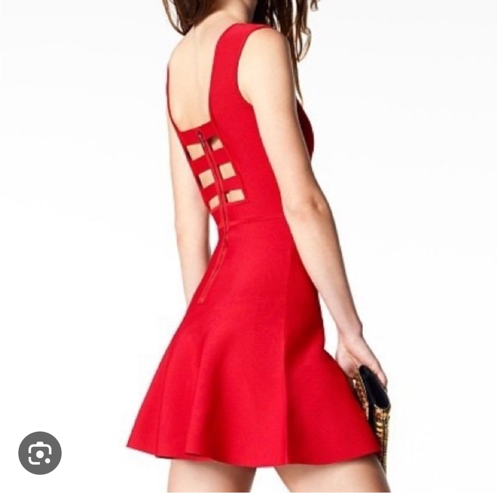 BCBGMaxAzria Izella 💋 ❤️ Red Strappy Fit and Flare Dress Small